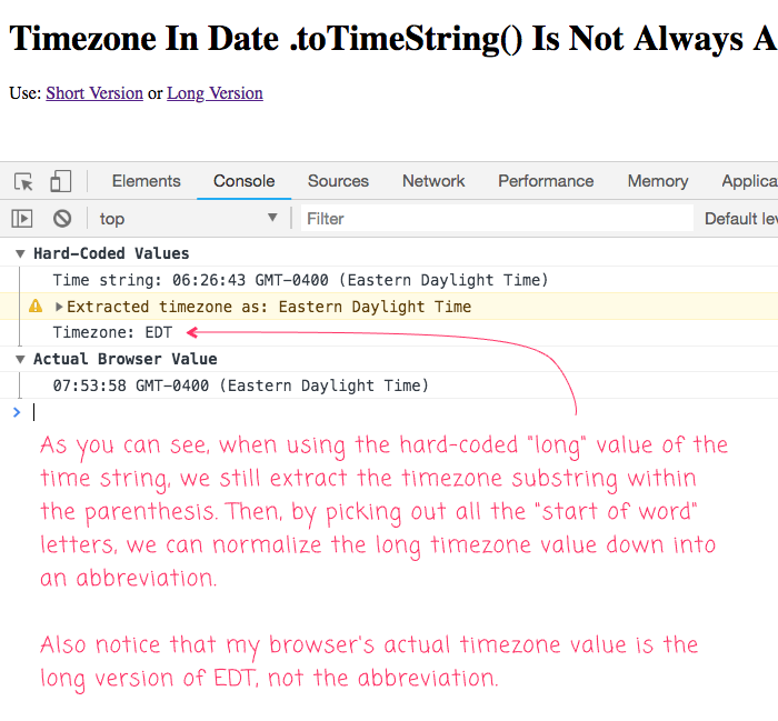 The timezone in Date .toTimeString() function is not always reported as an abbreviation.