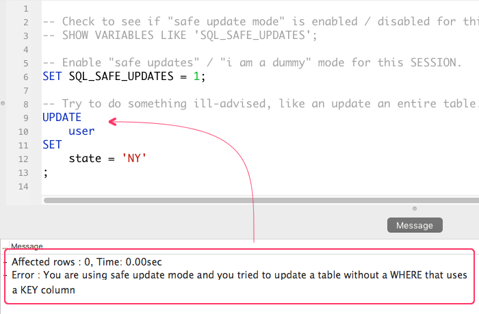 Italian Self-indulgence Step Using "Safe Updates" To Prevent Unbounded UPDATE And DELETE Statements In  MySQL