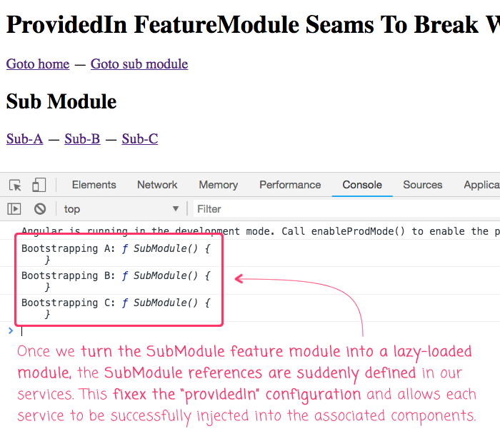 providedIn feature module works for lazy-loaded modules in Angular 6.1.9.