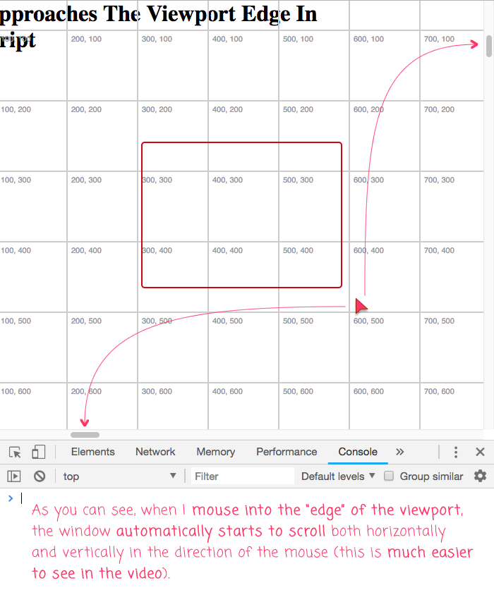 Automatically scrolling the window when the user's mouse approaches the edge of the viewport.