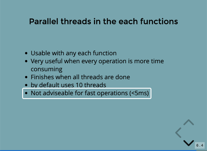 Lucee Undocumented presentation showing parallel iteration should be used on tasks that take more than 5ms.