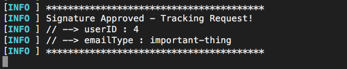 The tracking pixel contains the request signature.