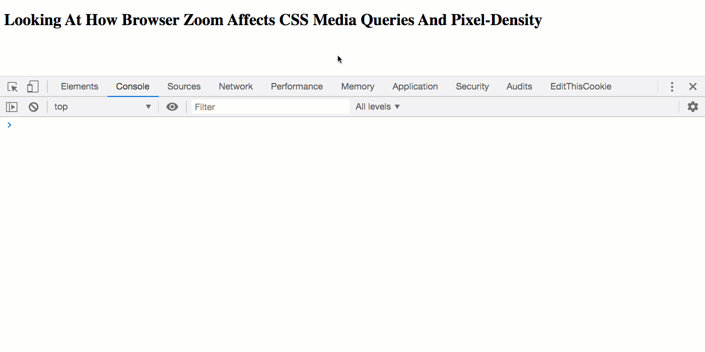 Zooming into the browser decreases the screen size and increases the pixel dentisy.