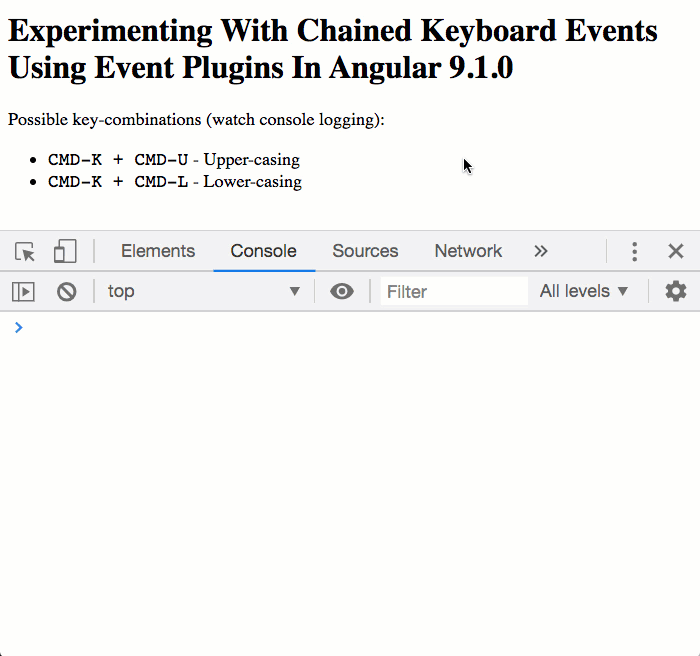 Chained keyboard events using the Event Manager plugin system in Angular 9.1.0.