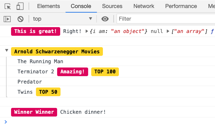 Console logging with custom CSS styles using echo abstraction.