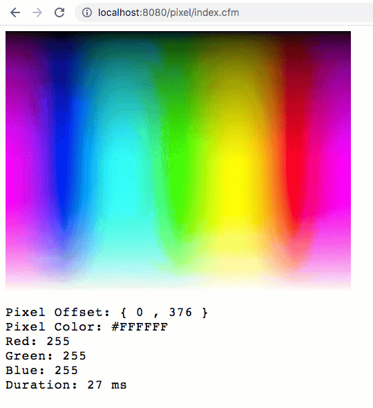 GraphicsMagick being used to extract pixel RGB and Hex value in Lucee CFML.