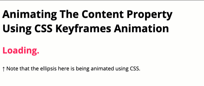 Loading text being animated with CSS @keyframes animation.