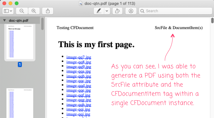 A PDF document generated with CFDocument srcfile and CFDocumentItem in Lucee CFML.