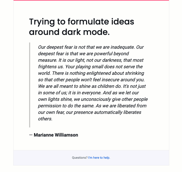 HTML email content switching back and forth between light mode and dark mode.