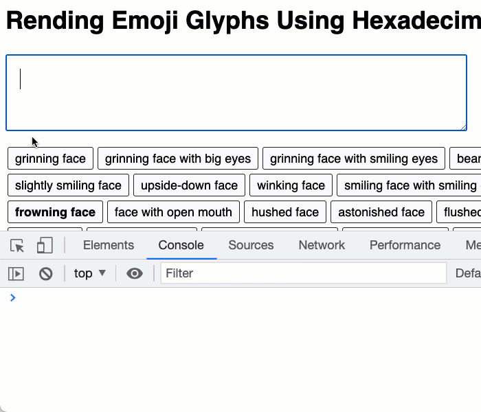 Rending Emoji Glyphs Using Hexadecimal Codepoints In Javascript