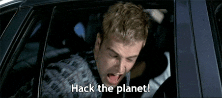 Hack the planet scenes from the movie, Hackers.