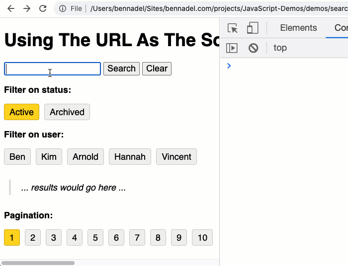 Driving search state into the URL in AngularJS.