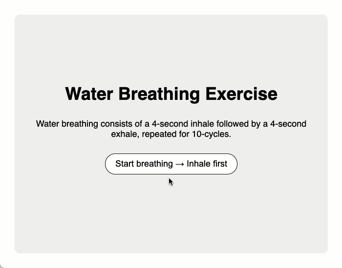 A user experience that walks you through the Water Breathing exercise using JavaScript