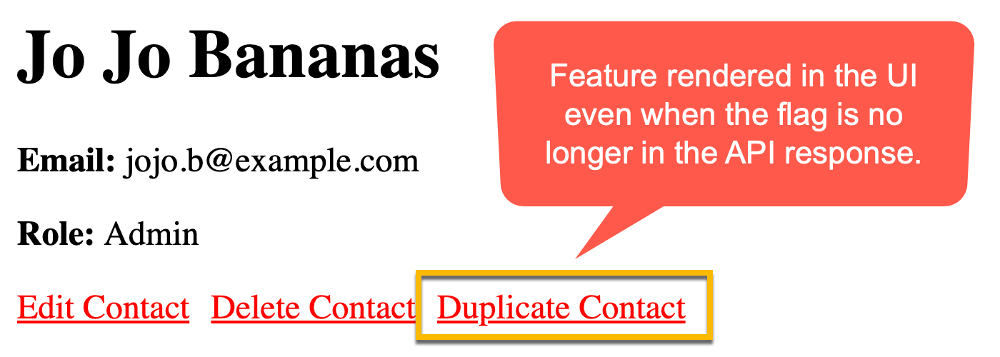 Contact detail page rendered with a Duplicate Contact when the server stops sending back the feature flag.