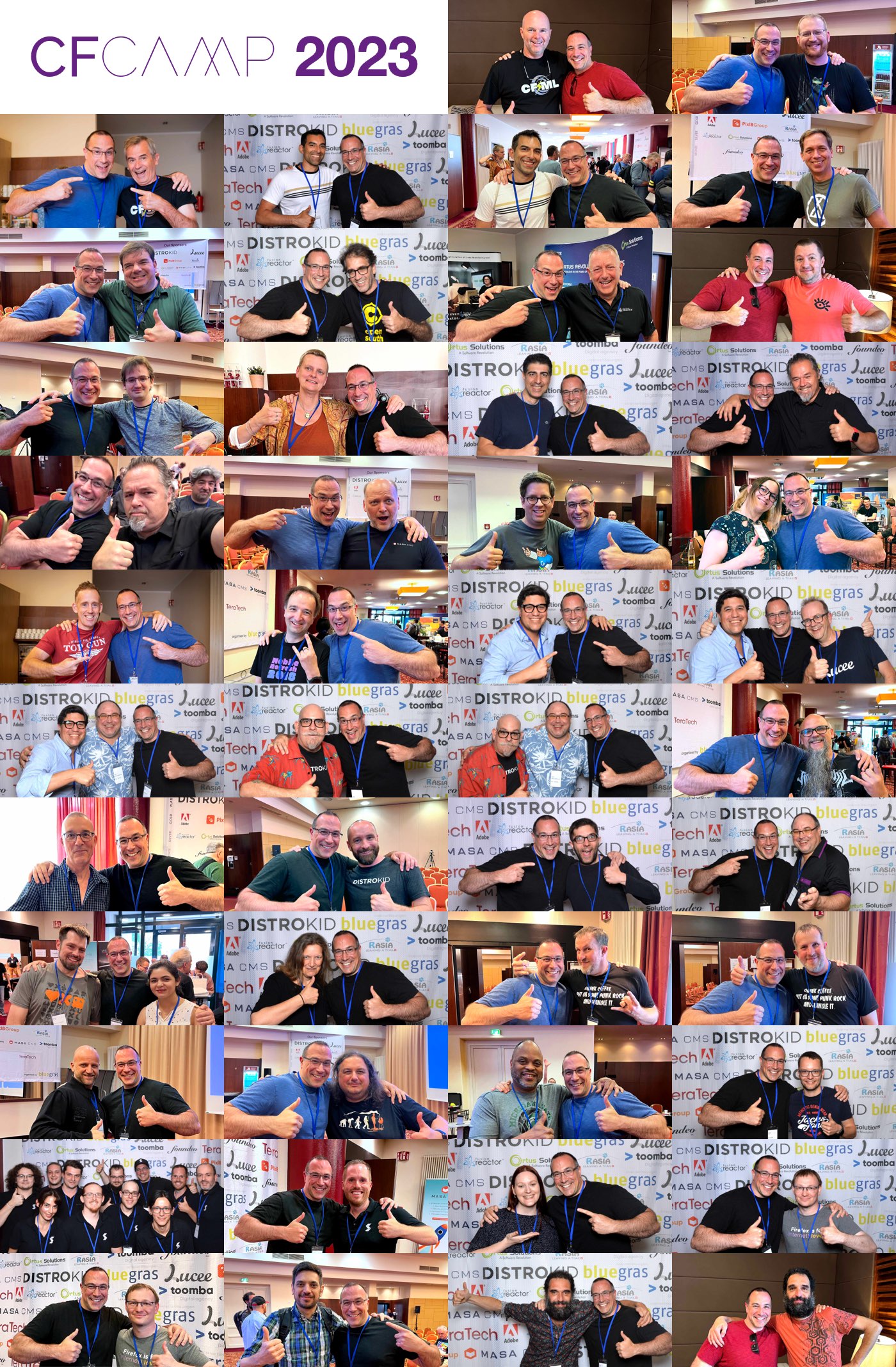 Photo collage of photos taken with Ben Nadel at CFCamp 2023.