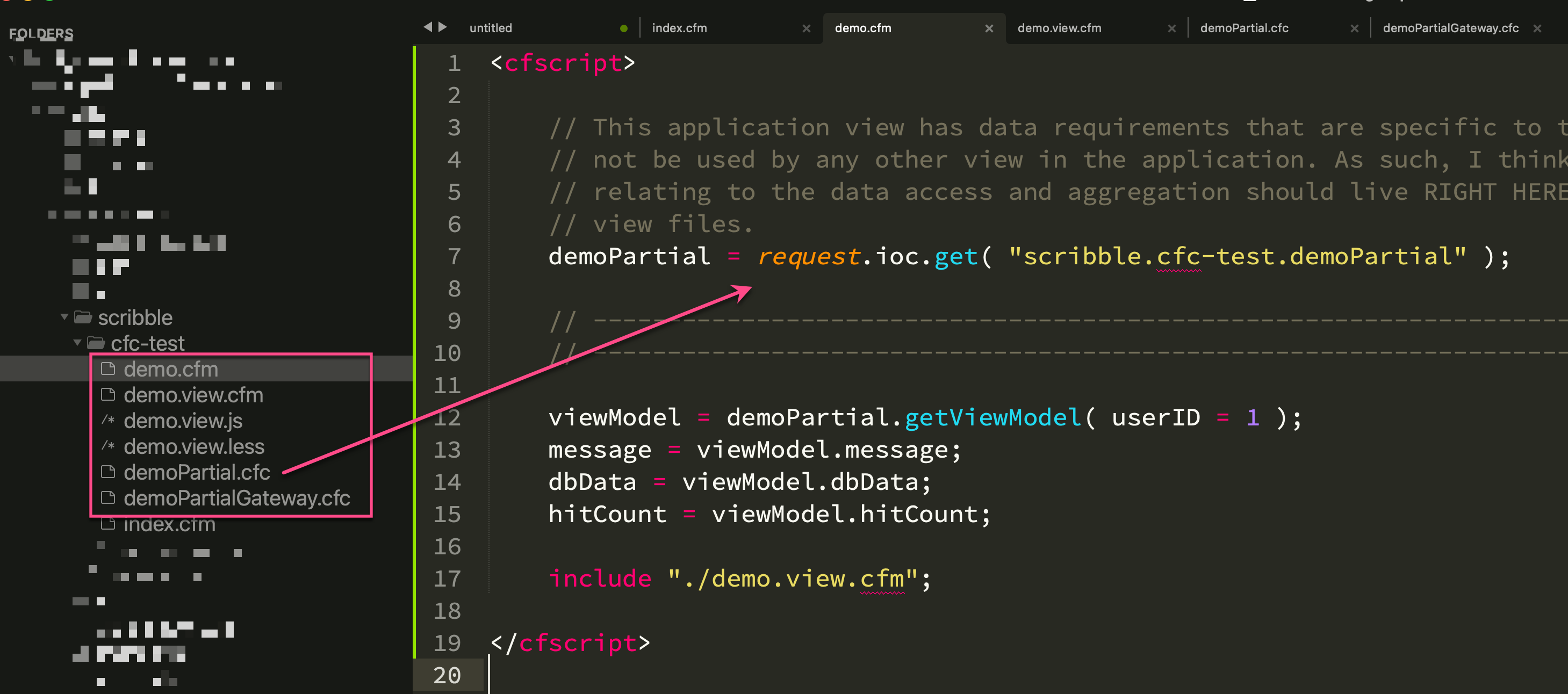 Screenshot of Sublime Text IDE showing all the demo files right next to each other.