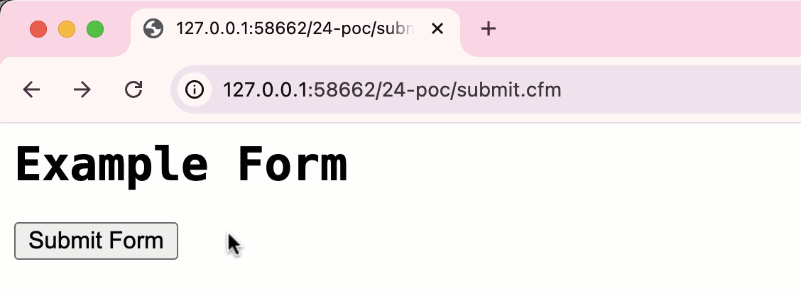 Screen recoding of form being submitted to new tab.