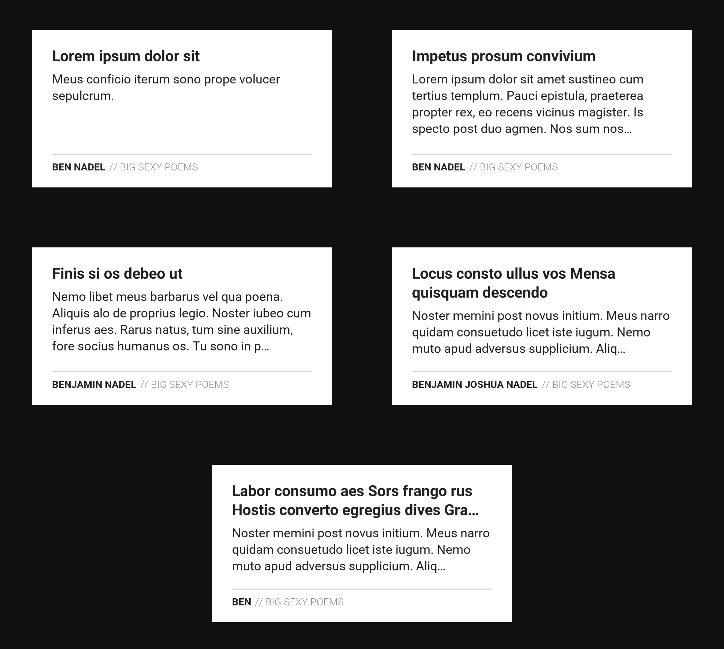 Screenshot of 5 Open Graph images side-by-side.