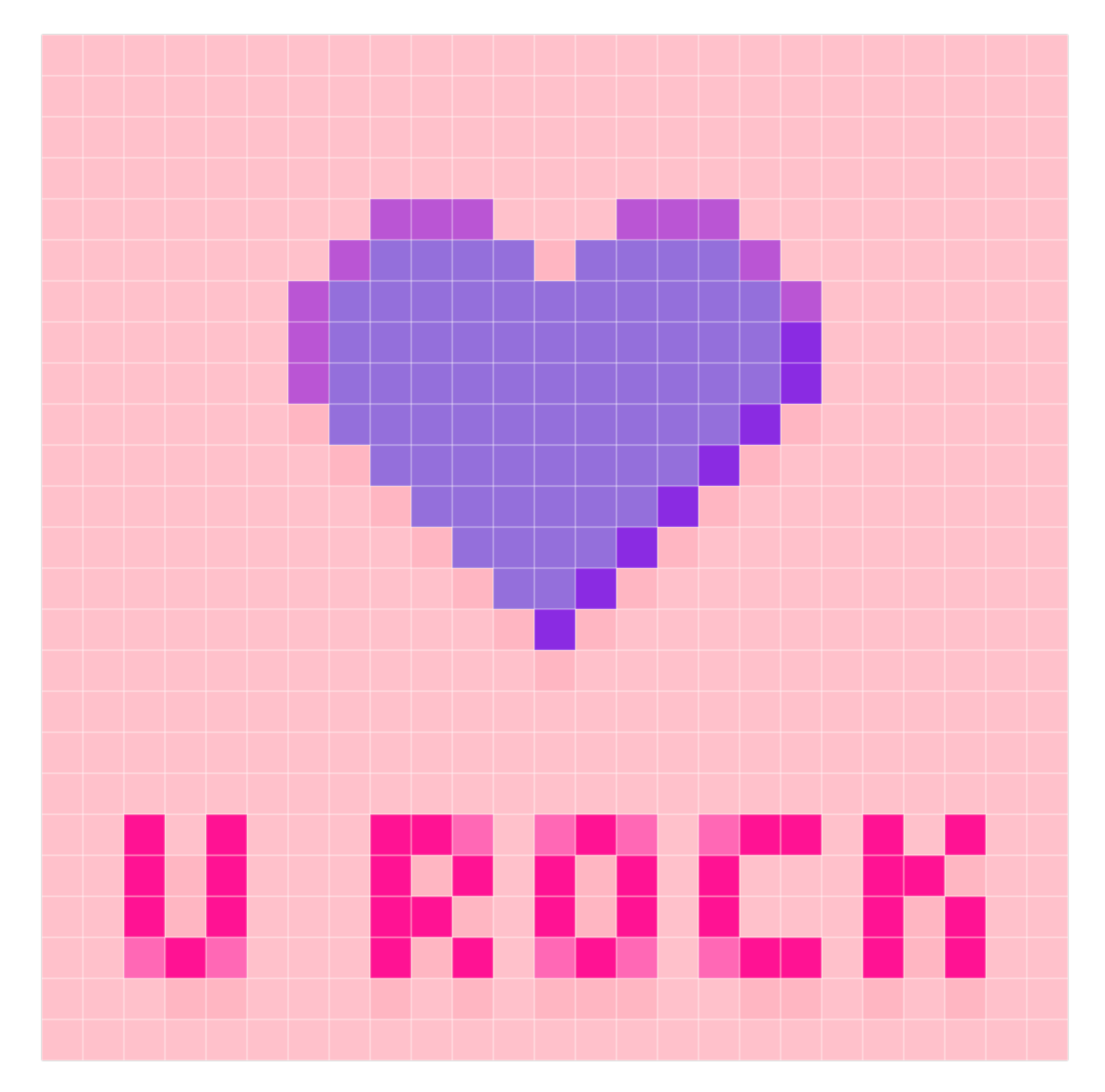 Screenshot of a pixel art heart with U ROCK!