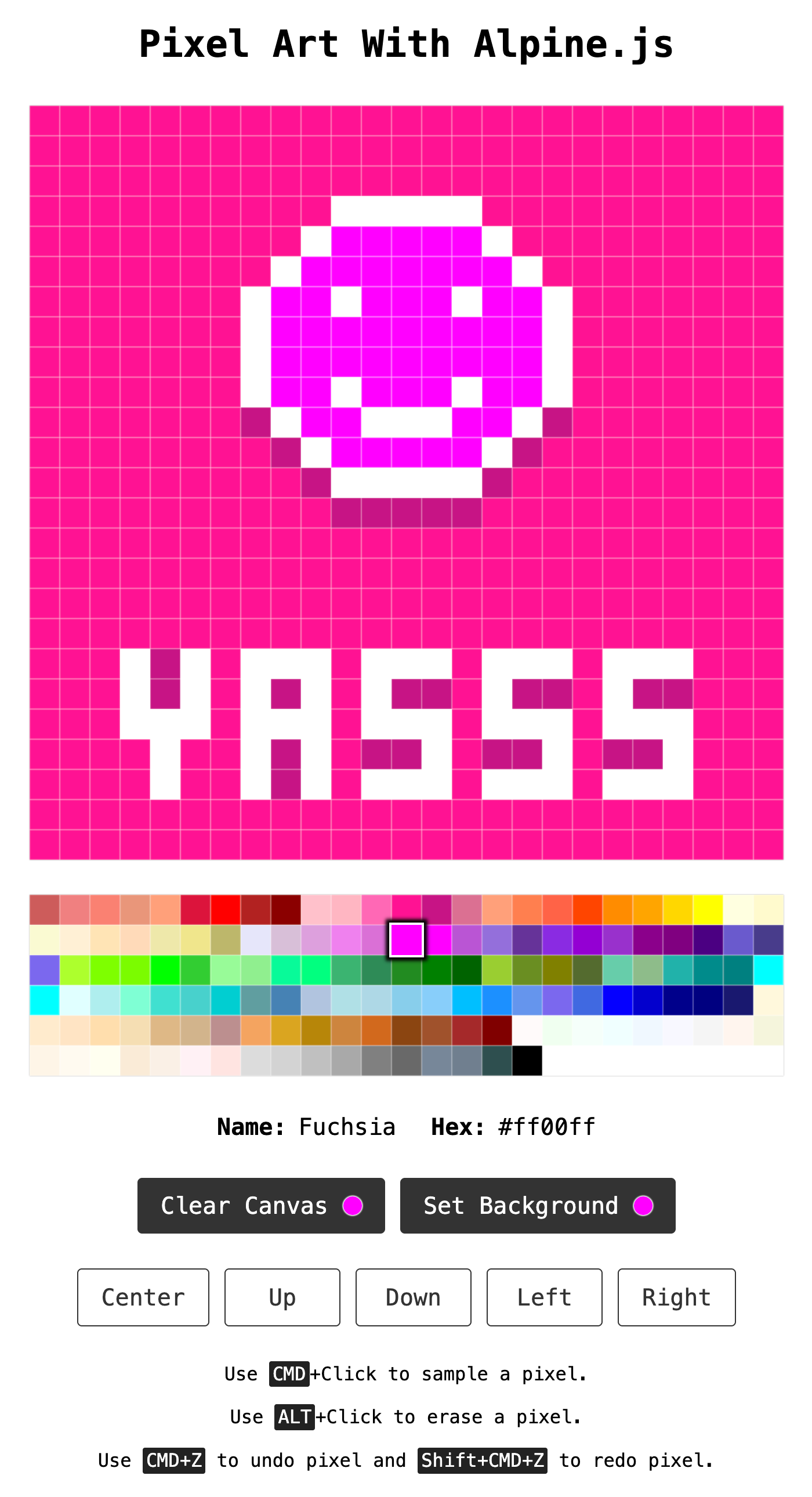 Pixel art screenshot of smiley face and YASSS!