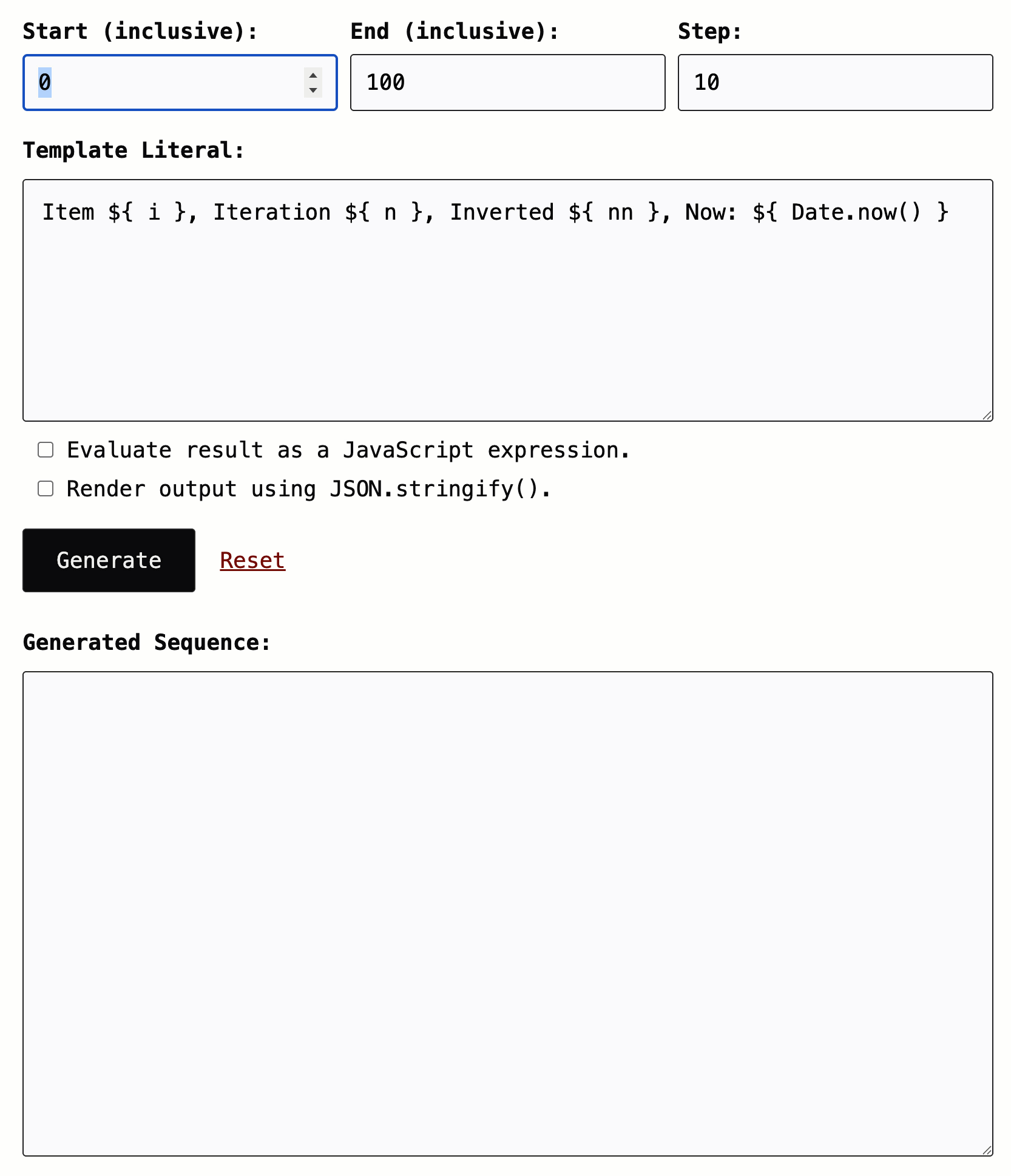 Screen recoding of sequence generator utility.