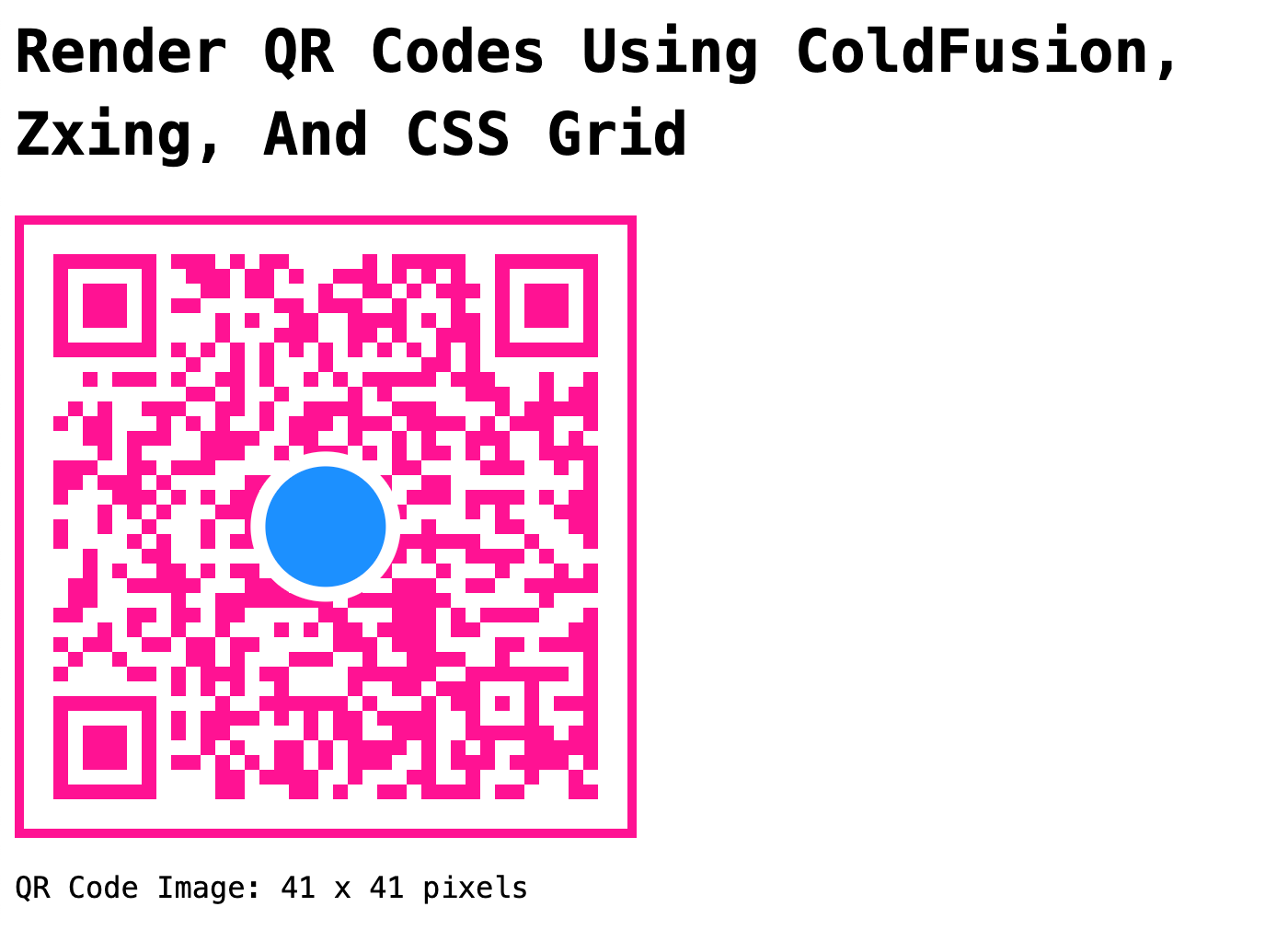 QR code rendered with CSS grid.